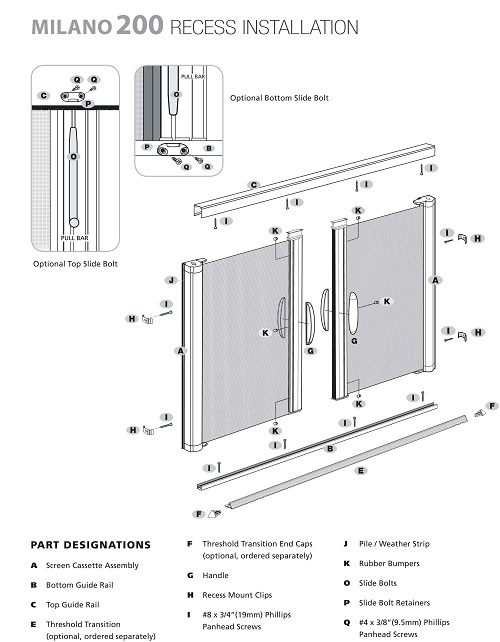 Genius Milano 200 Retractable Door Screens for French doors.